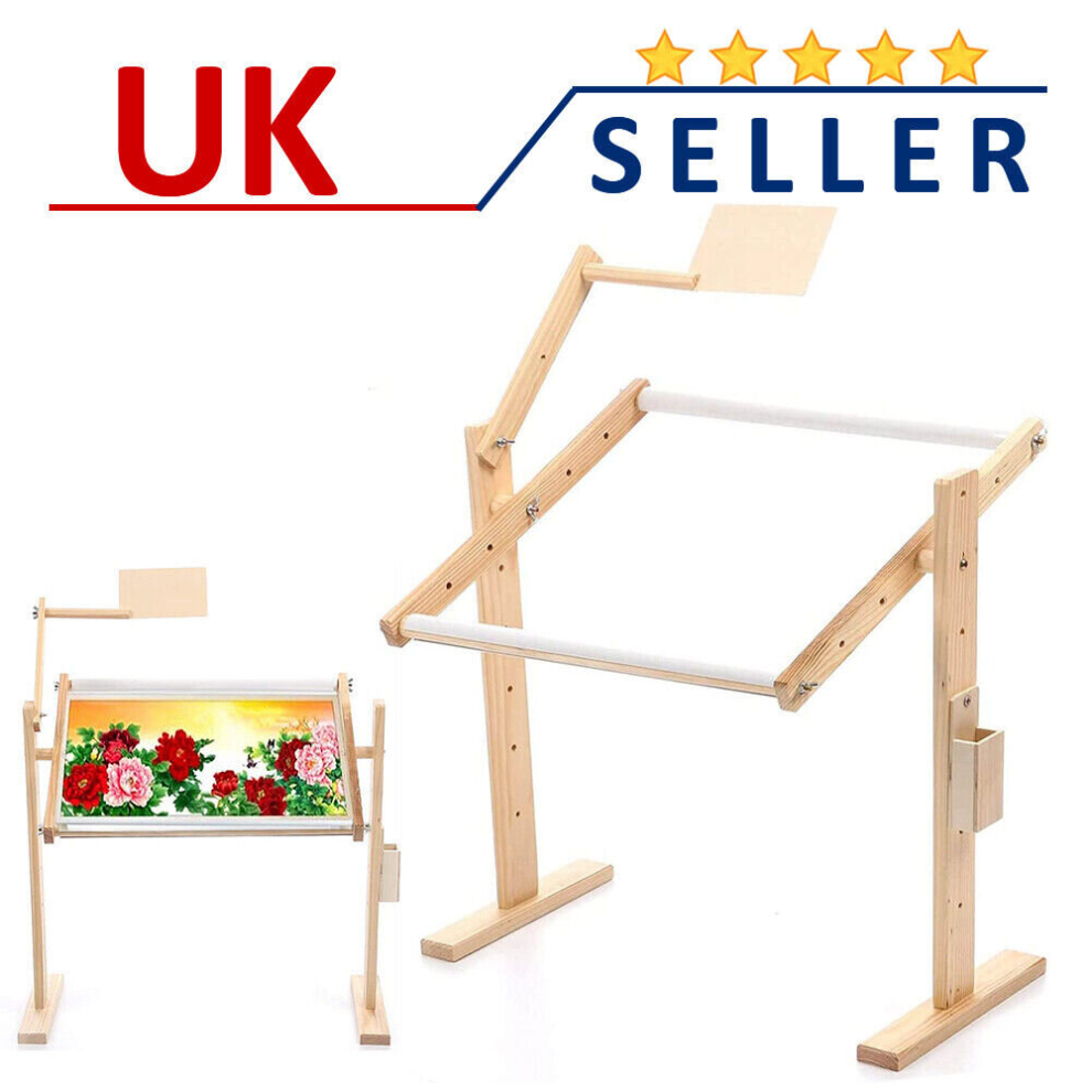 Cross Stitch Frame Floor Stand Wooden Embroidery Tapestry Hoops Wooden