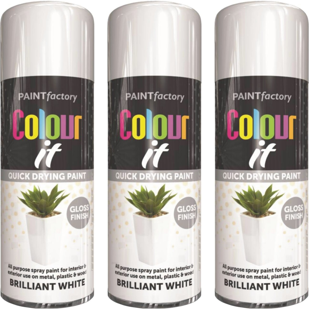 3 x 400ml Brilliant White Gloss Finish Spray Aerosol Van Car Bike