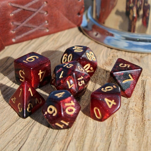 7pcs Set And Red Starry Sky Dice Table Games RPG Dice Set For Party 1