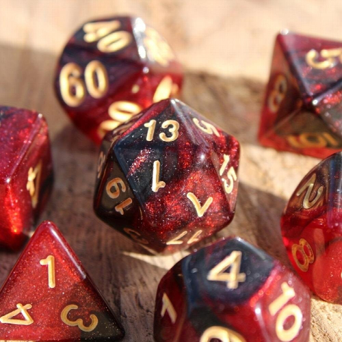 7pcs Set And Red Starry Sky Dice Table Games RPG Dice Set For Party 2
