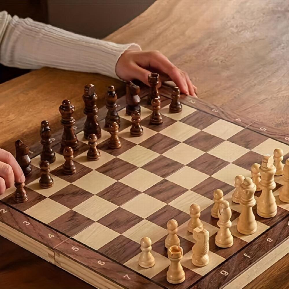 Three in one Solid Wood High Chess Wooden Chess Foldable Convenient Puzzle Board Game Toys-image-OPC-PCYDJ82-NEW