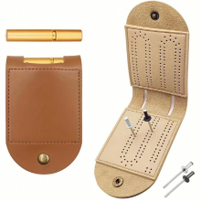 Portable Leather Cribbage Board Game Set For Travel Cribbage Board Cribbage Boards Unique 2 Track Cribbage Board Mini Cribbage Board With 4 Cribbage B