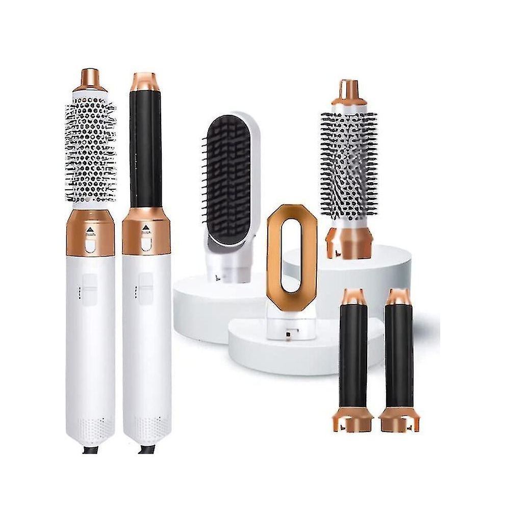Buxswima 5 In 1 Styler Airwrap Styler With Hot Brush Dryer Straighteners Wrapper (White )