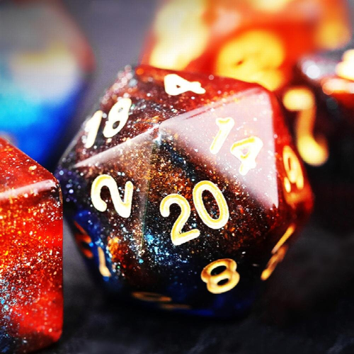 7pcs Set Dark And Orange Starry Sky Dice Table Games Dice Set