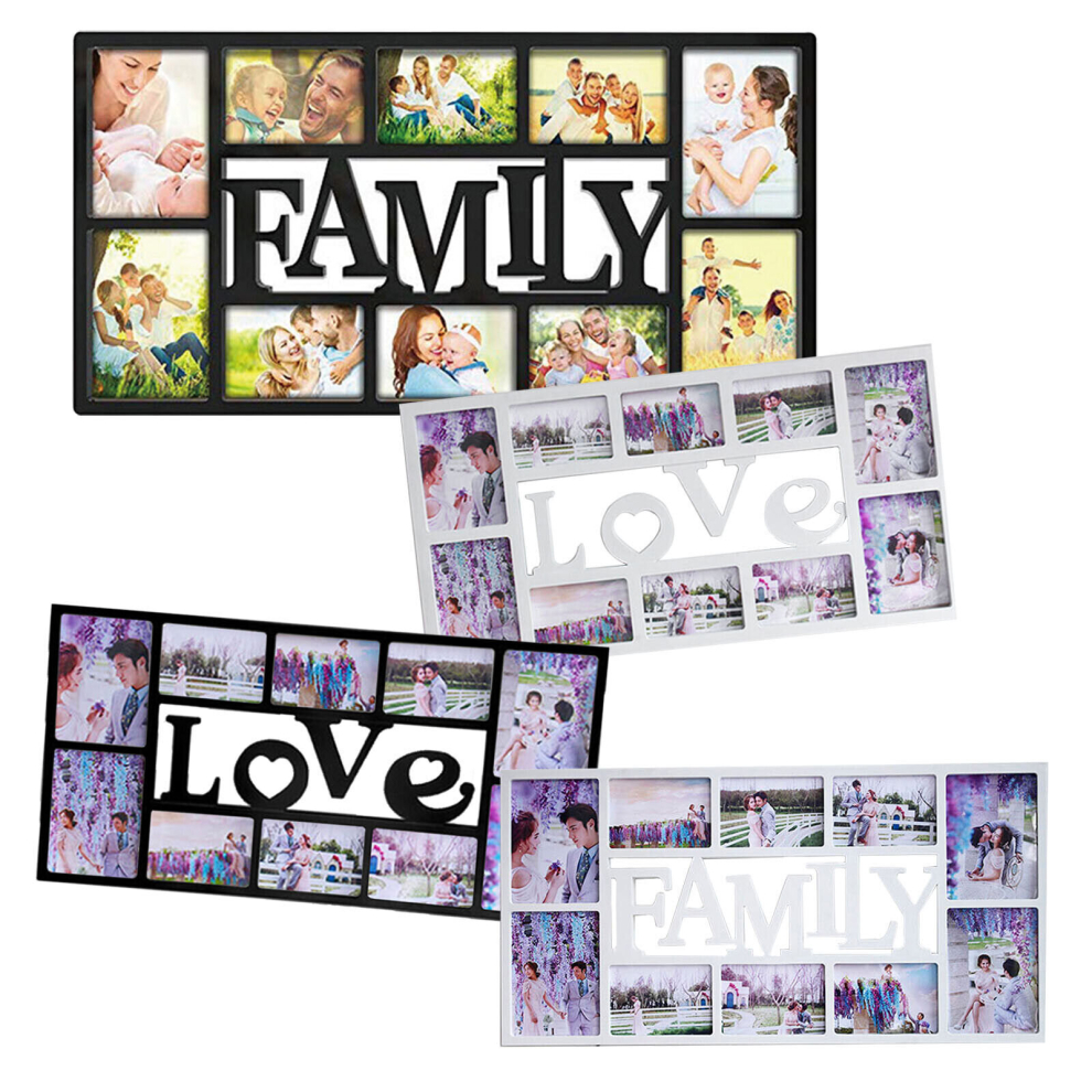 Family 10 Multi Aperture Photo Picture Frame Holds Photo Family White