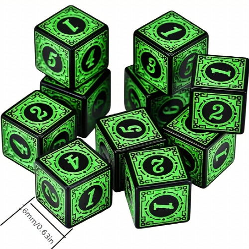 10pcs 16mm Retro Pattern Number Dice Perfect For Board Games 2