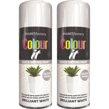 2 x 400ml Brilliant White Gloss Finish Spray Aerosol Van Car Bike