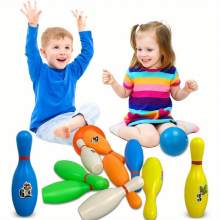 Childrens Bowling Set Includes 10 Colorful Bowling Bottles And 2 Balls Suitable As Toy Early Education Indoor And Outdoor Games Perfect For Preschool