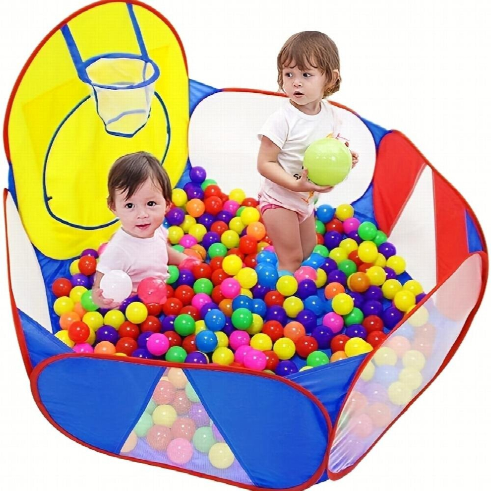 Kids Ball Pit Large Pop Up Childrens Ball Tent For Toddlers Playhouse Baby Crawl Playpen With Basketball Hoop And Zipper Storage Bag Balls Not Include