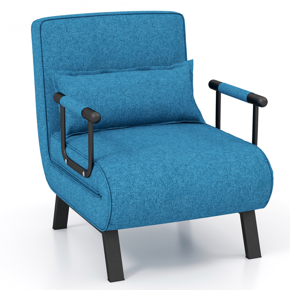 Convertible Single Folding Sofa Bed Sleep Chair 6 Positions Adjustable Backrest