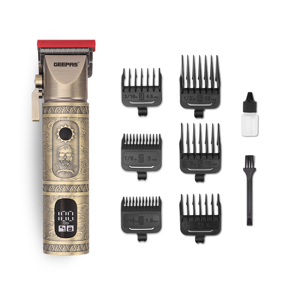 Geepas Professional Hair Clipper Rechargeable Beard Trimmer Led Display