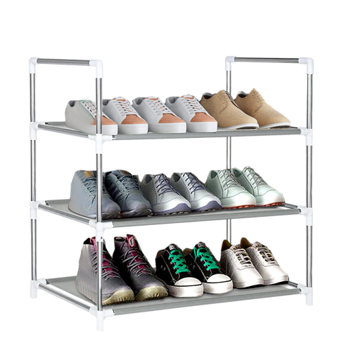 3 Tier Extendable Metal Shoe Rack Space Saving Storage Organiser Shelf 2