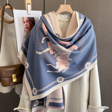 (Blue) New Fashion Scarf Girls Winter Thickened Students Warm Scarf Pony Theme