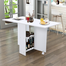 Multifunctional Folding Dining Table for Small Spaces with 2-tier Shelves