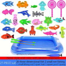 Children Fishing Toy Pool Set Baby Magnetic Fishing Water Baby Summer Family Thickening Telescopic Fishing Rod Style Random
