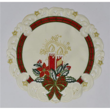 8 in. Plaid Bows with Candles Doily