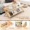 Costway 2-Tier Rectangular Coffee Table Modern Center Bamboo Table with Glass Tabletop 3