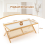 Costway 2-Tier Rectangular Coffee Table Modern Center Bamboo Table with Glass Tabletop 2