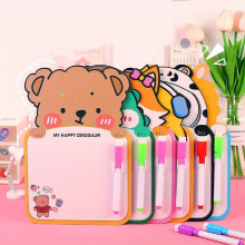 2pcs Accessories Random Cartoon Erasable Drawing Board Double sided Writing Graffiti Drawing Board Writing Message Board
