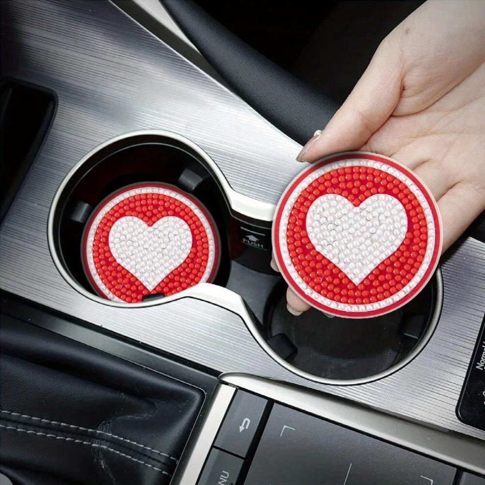 Add A Touch Of Love To Your Car Interior With These Diy Diamond Car Coasters Red 885676807364