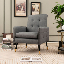 Modern Upholstered Sofa Chair Linen Fabric Accent Armchair Leisure Lounge Chair