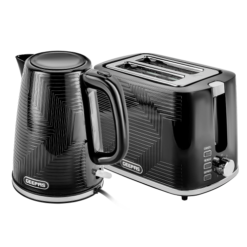 GEEPAS (Black) Geepas 1.7L Electric Kettle & 2 Slice Toaster Set