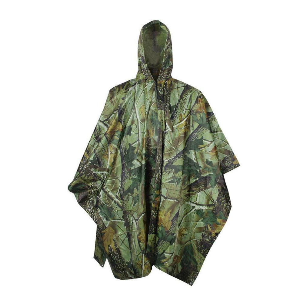 Camouflage Waterproof Hooded Poncho Outdoor Camping Hiking Rain Cover 