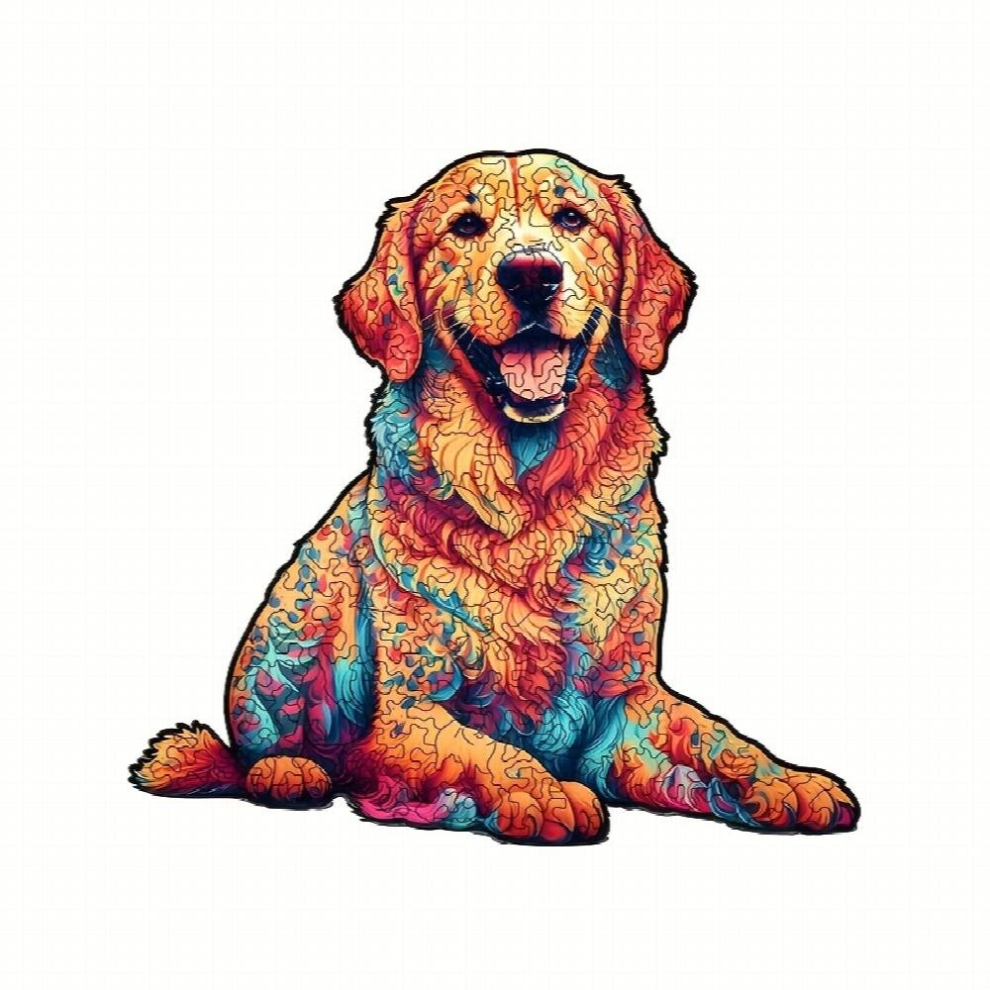 Colorful Golden Retriever Wooden Puzzle Shaped Puzzle Difficult Puzzle Toys Irregular Shape Wood Puzzle Great Gift Puzzle For Birthday Holiday Christm-image-OPC-PCYF2TM-NEW