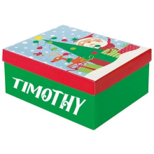 Personalisable Colourful Santa Christmas Medium Gift Box 20cm