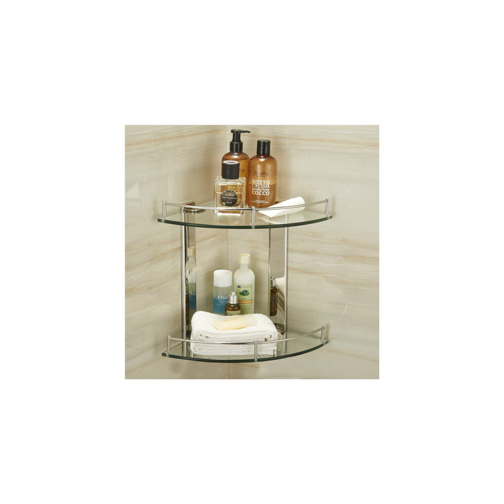 Bathroom Corner Shelf Shelve Glass Shower Wall Mounted Storage Caddy