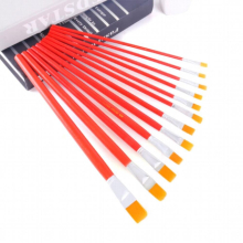 12pcs Pen Brush Red Rod Painting DIY Making Nylon Hair Flat Head Painting Drawing Pen Childrens Acrylic Painting Art Pen Brush