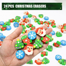 24pcs pack Christmas Pencil Eraser Christmas Pet Eraser Party Small Gift Eraser Homework Reward Student Prize Holiday Gift