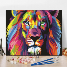 1pc Paint By Number For Adults Beginner Students Ideal Gift Choice Colorful Lion Holidays DIY Acrylic Painting Kit For Room Decor 16x20 Inches