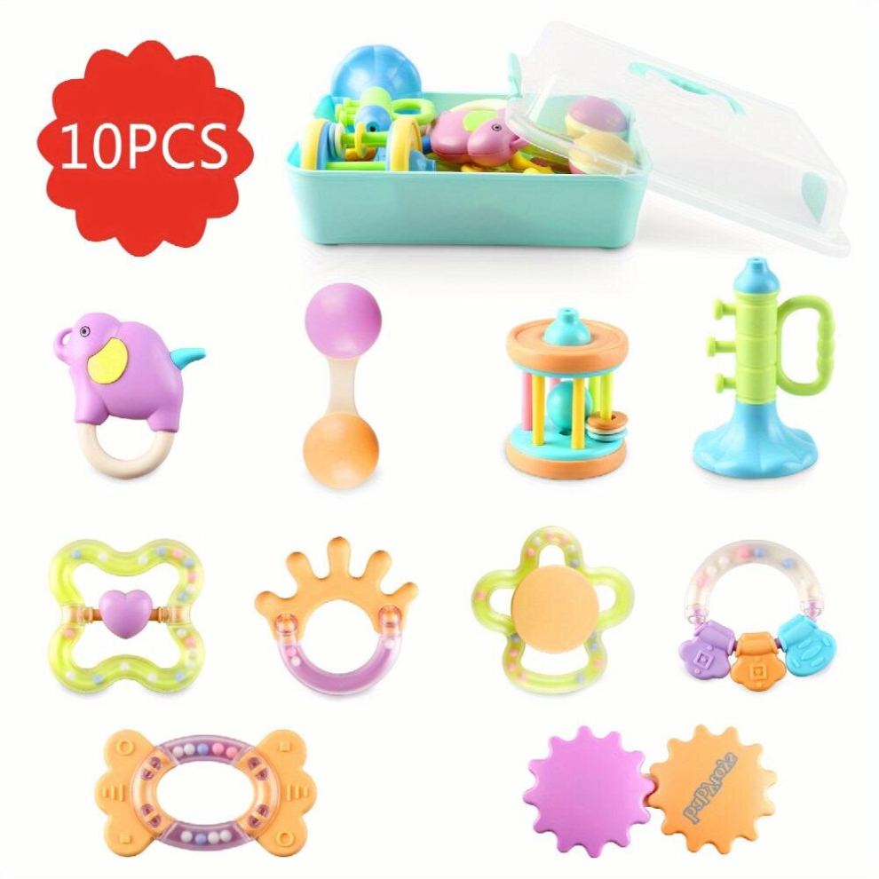 10pcs Baby Teether Baby Molar Rattle Hand Grab Ball Toy Gnawing Teether Infant And Toddler Educational Toy Newborn Gift Random Matching