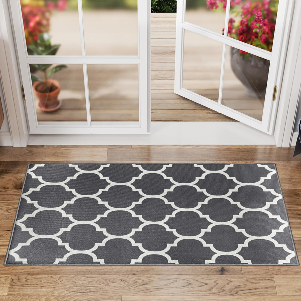 (60 x 110 cm (2 ft x 3 ft 7 in), Ava Grey) Non Slip Modern Rugs Living Room Area Rugs Runner & Door Mats