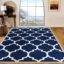 (160 x 230 cm (5 ft 2 in x 7 ft 5 in), Ava Blue Navy) Non Slip Modern Rugs Living Room Area Rugs Runner & Door Mats
