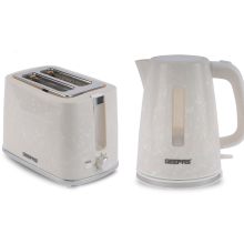 (White) Geepas 1.7L Kettle and 2 Slice Toaster Set Design