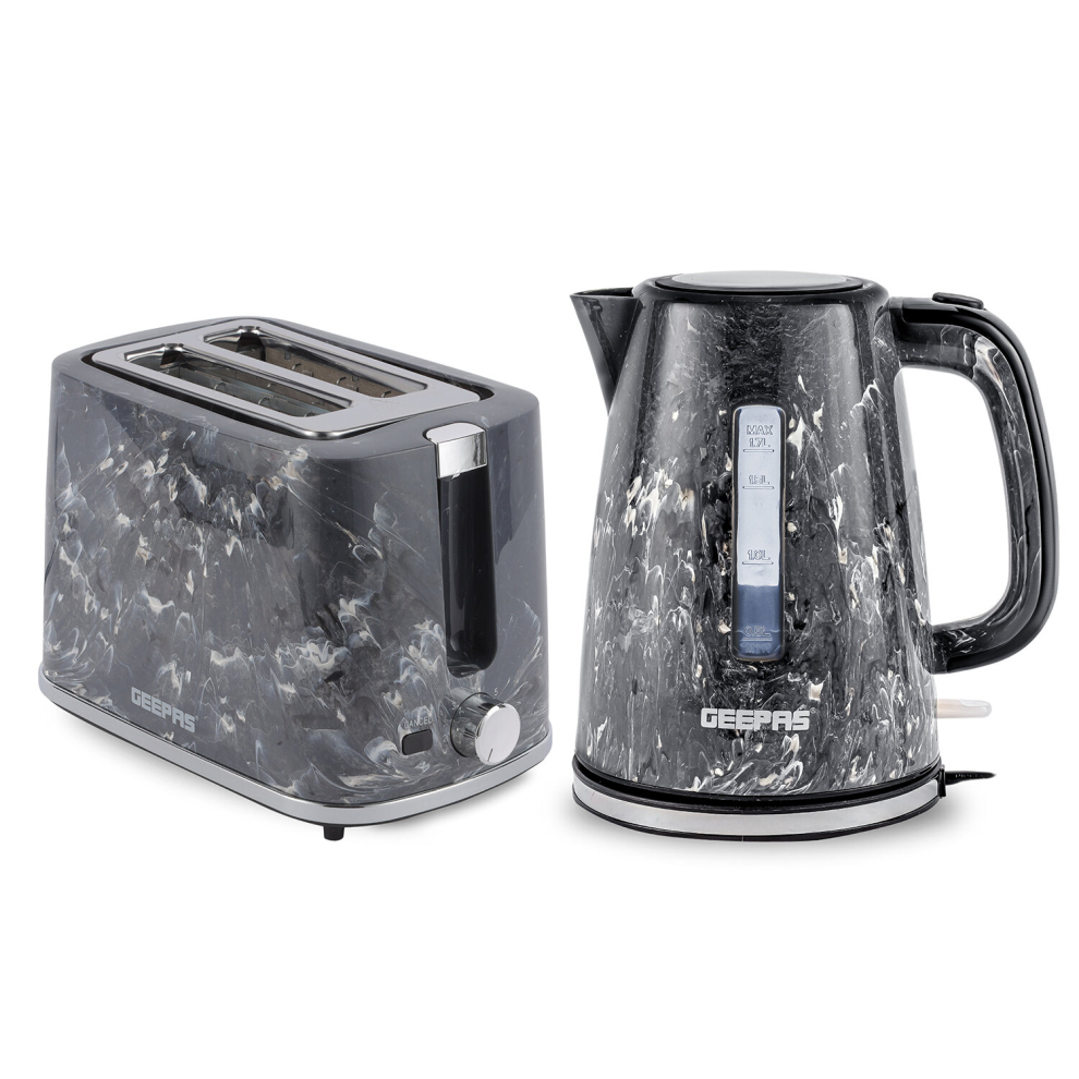 Geepas (Black) Kettle And 2 Slice Toaster Set Design Black 1.7L