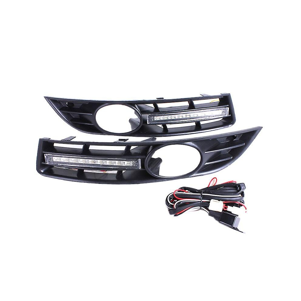 Black Bumper Fog Grill Grilles + Drl Led For B6 2007-2011 Proof