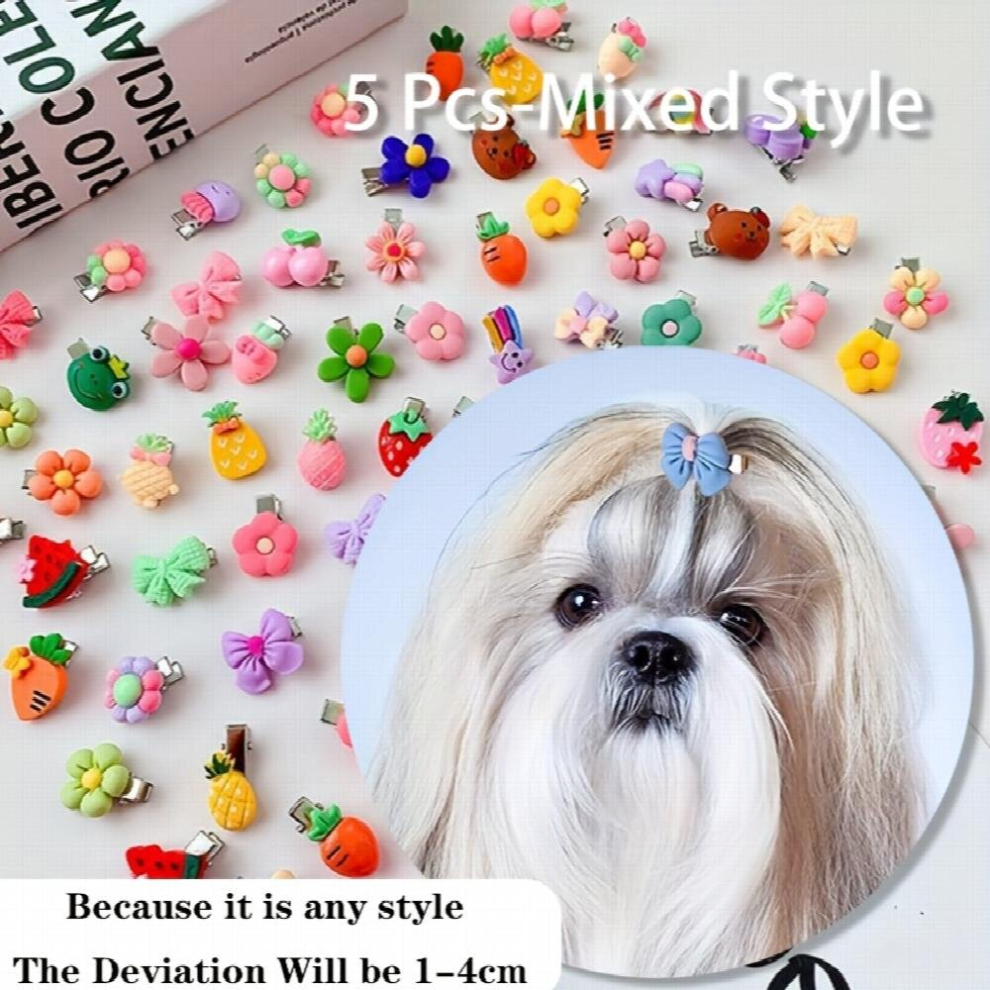 5Pcs Pet Cat Dog Accessories Pet Hair Clip Dog Hair Decoration Dog Cat Hair Clip Assorted Varieties