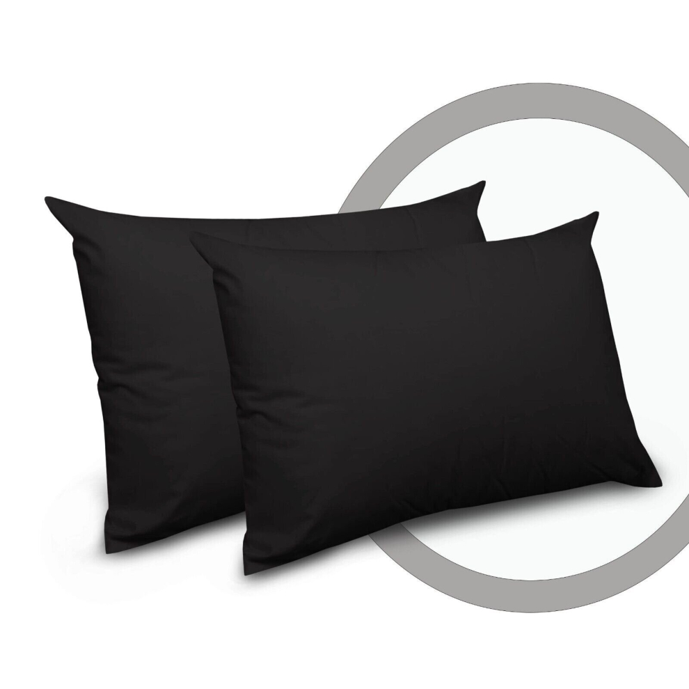 (Pack of 2, Housewife Pillowcase (Black)) Housewife Pillowcase Plain Dyed Soft Pillow Cover