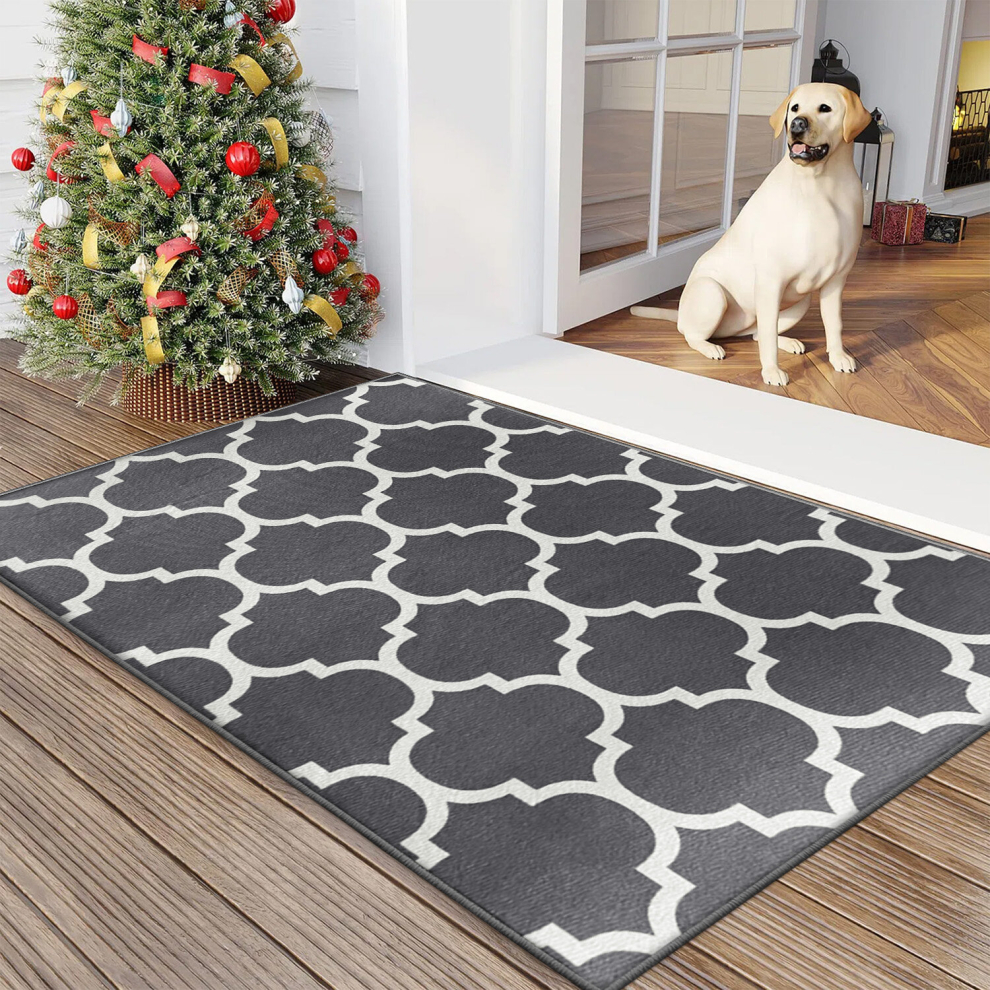 (80 x 150 cm (2 ft 6 in x 5 ft), Ava Grey) Non Slip Modern Rugs Living Room Area Rugs Runner & Door Mats