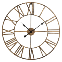 (Gold) GARDEN WALL CLOCK ROMAN LARGE INDOOR OUTDOOR NUMERALS GIANT OPEN FACE METAL 60CM