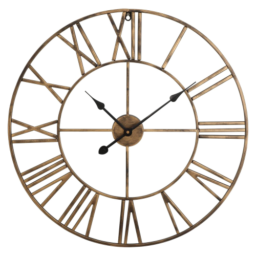 (Gold) GARDEN WALL CLOCK ROMAN LARGE INDOOR OUTDOOR NUMERALS GIANT OPEN FACE METAL 60CM