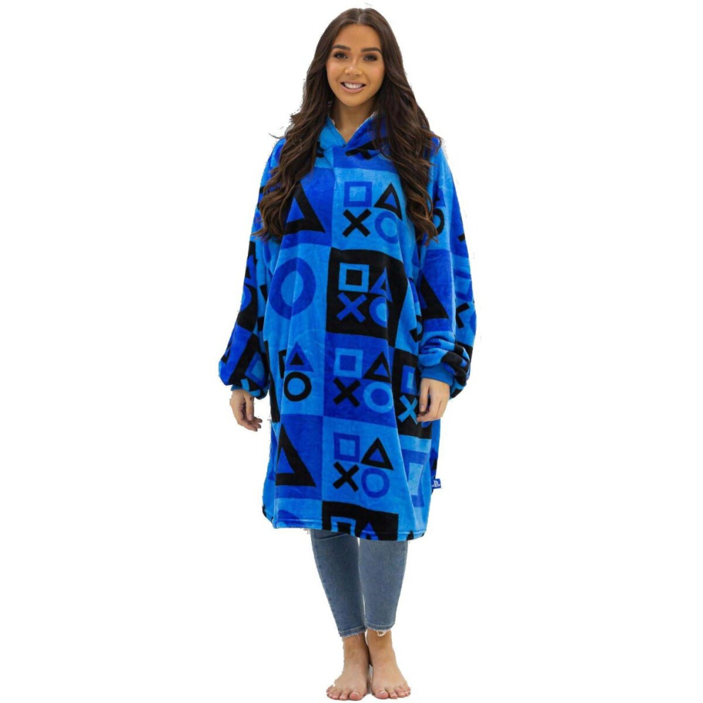 Playstation Check Wearable Hooded Fleece Blanket - Adult