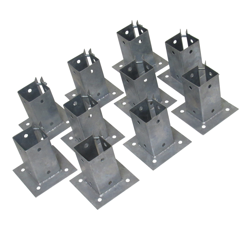 (4 Inch (100Mm), Pack Of 10) Galvanised Bolt Down Post Supports Bolt Grip 600988552579
