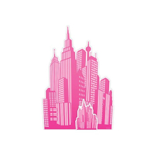 Hot Pink City Silhouette Cardboard Cutout 133cm - Perfect for Barbie Themed Parties