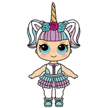 Cute Doll With Unicorn Horn Star Mini Cardboard Cutout 91cm