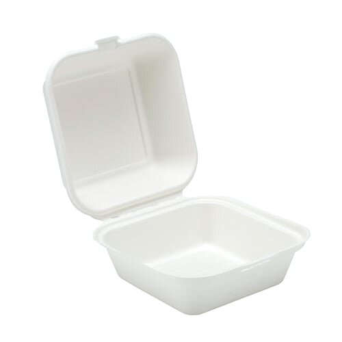 White Compostable Bagasse Burger Box 15cm - Pack of 25