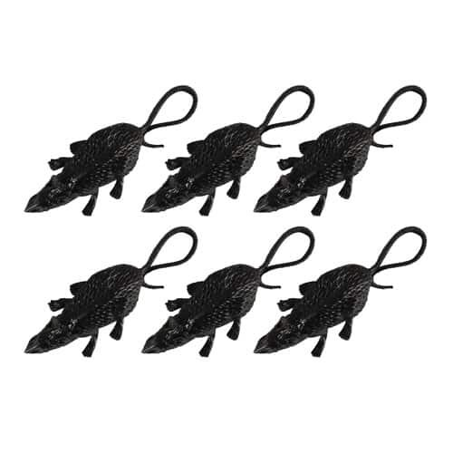 Halloween Black Plastic Rats - Pack of 6